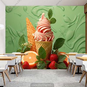 پوستر بستنی پرتقالی قیفی