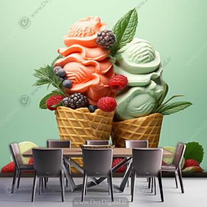 کاغذ دیواری سه بعدی بستنی فروشی