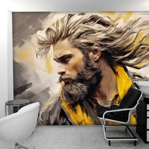 کاغذ دیواری سه بعدی برای ارایشگاه و پیرایش مردانه