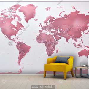 کاغذ دیواری دخترانه اسپرت طرح نقشه قاره های جهان