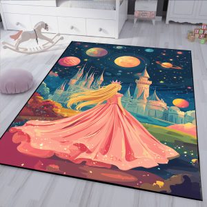 فرشینه طرح خیالی پرنسسی با لباس صورتی