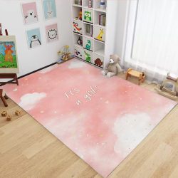 فرش چاپی طرح ابروبادی ساده با تم صورتی