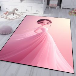 فرش سه بعدی دخترانه طرح پنسس با لباس صورتی ساده