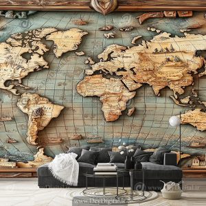 پوستر دیواری طرح فانتزی نقشه جهان