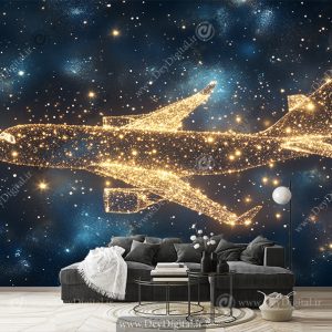 پوستر دیواری سه بعدی هواپیما کهکشانی