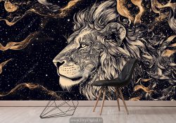 کاغذ دیواری سه بعدی اسپرت طرح شیر