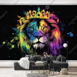 پوستر سه بعدی اسپرت طرح شیر رنگی رنگی