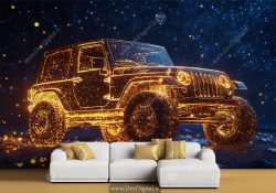 پوستر دیواری سه بعدی طرح ماشین جیپ