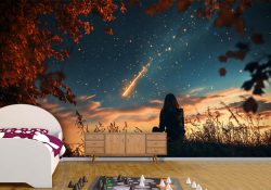 پوستر دیواری آسمان تاریک با ستاره دنباله دار