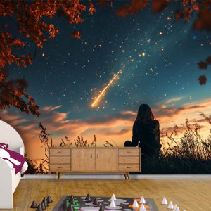 پوستر دیواری آسمان تاریک با ستاره دنباله دار