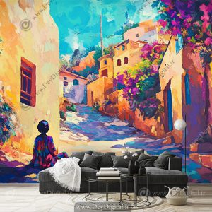 پوستر سه بعدی طرح نقاشی از کوچه باغ