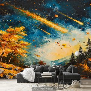 پوستر دیواری منظره زیبا با آسمان شب