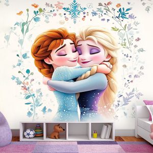 پوستر دیواری سه بعدی السا و آنا با زمینه روشن
