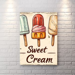تابلو دکوراتیو طرح بستنی چوبی