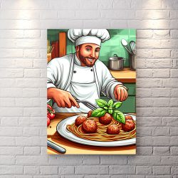 تابلو دیواری طرح سر آشپز برای فست فود