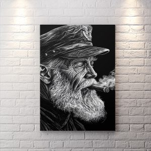 تابلو شاسی طرح هنری پیر مرد کافی شاپ