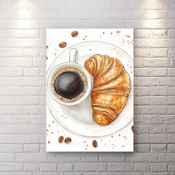 تابلو شاسی طرح فنجون قهوه و کروسان