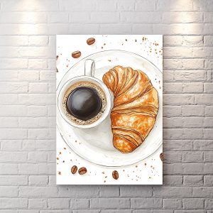 تابلو شاسی طرح فنجون قهوه و کروسان