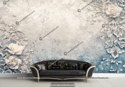 کاغذ دیواری سه بعدی ساده و شیک طرح گل گچبری