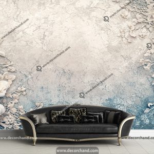 کاغذ دیواری سه بعدی ساده و شیک طرح گل گچبری