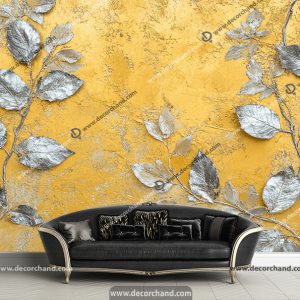 کاغذ دیواری سه بعدی گچبری طرح برگ