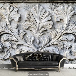 پوستر دیواری سه بعدی طرح برگ با گچبری