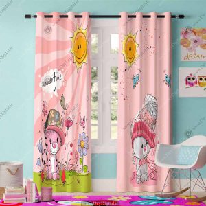 پرده چاپی خرسی طوسی PK-2787