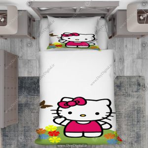 روتختی کیتی گربه عروسکی سفید با پاپیون و لباس صورتی