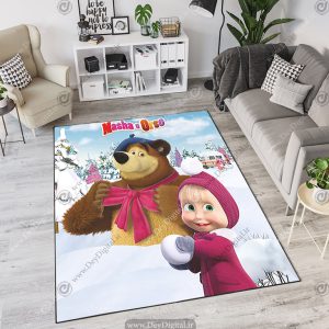 فرش چاپی طرح کارتونی ماشا و آقا خرسه