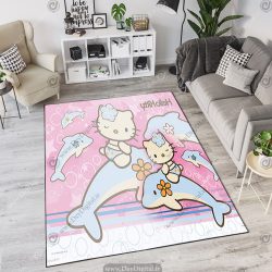 فرش چاپی طرح کیتی سوار بر دلفین