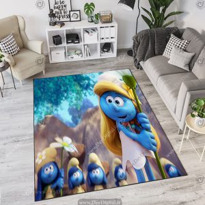 فرش چاپی با طرح اسمورف