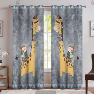 پرده پانچی فانتزی اتاق کودک طرح زرافه PK-4561