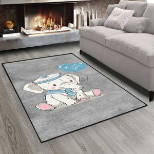 فرش طرح عروسکی فیل زمینه طوسی