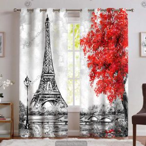 پرده پانچی برج ایفل نقاشی سیاه و سفید PK-4633