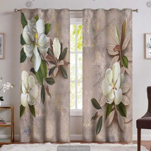 پرده پانچی طرح گل روشن نقاشی PK-4749