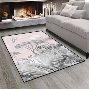 فرشینه طرح نقاشی رئال حیوانات در جنگل