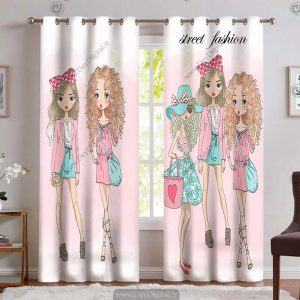 پرده عروسکی دخترانه صورتی