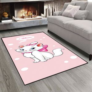 فرشینه طرح عروسکی گربه سفید زمینه صورتی