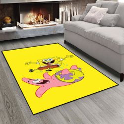 فرش چاپی طرح باب اسفنجی و پاتریک زمینه زرد