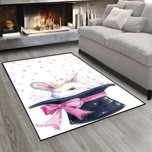 فرش چاپی طرح عروسکی خرگوش زمینه سفید