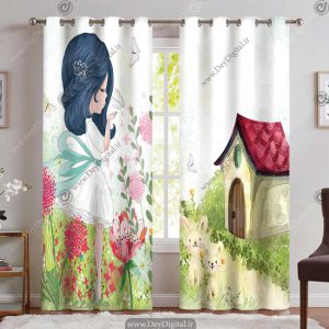 پرده چاپی پانچی دخترانه طرح فرشته کوچولو عروسکی