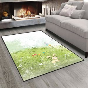 فرش چاپی طرح عروسکی خرگوش و طبیعت