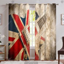 پرده پانچی موسیقی طرح گیتار با پرچم انگلیس