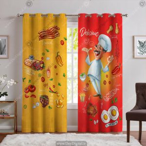 پرده چاپی طرح سرآشپز برای فست فود