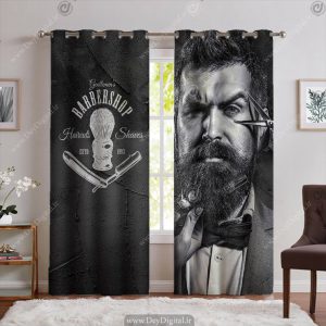 پرده برای آرایشگاه مردانه طرح مدل مو