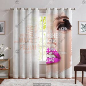 پرده چاپی چهره زن با مژه بلند