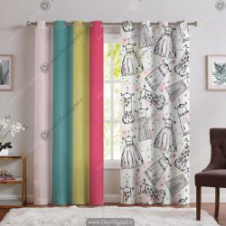 پرده چاپی طرح لباس برای بوتیک کودک
