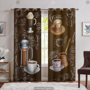پرده چاپی طرح قهوه برای کافی شاپ
