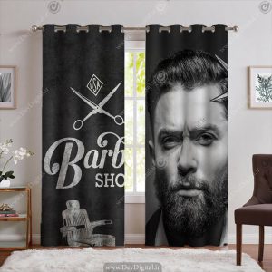 پرده سه بعدی سیاه و سفید آریشگاه مردانه