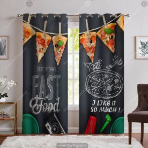 پرده چاپی سه بعدی طرح پیتزا